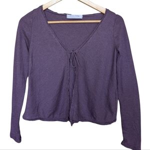 Vintage Miu Miu Cardigan Purple Tie Front Cropped Wool Silk Size 42 Small
